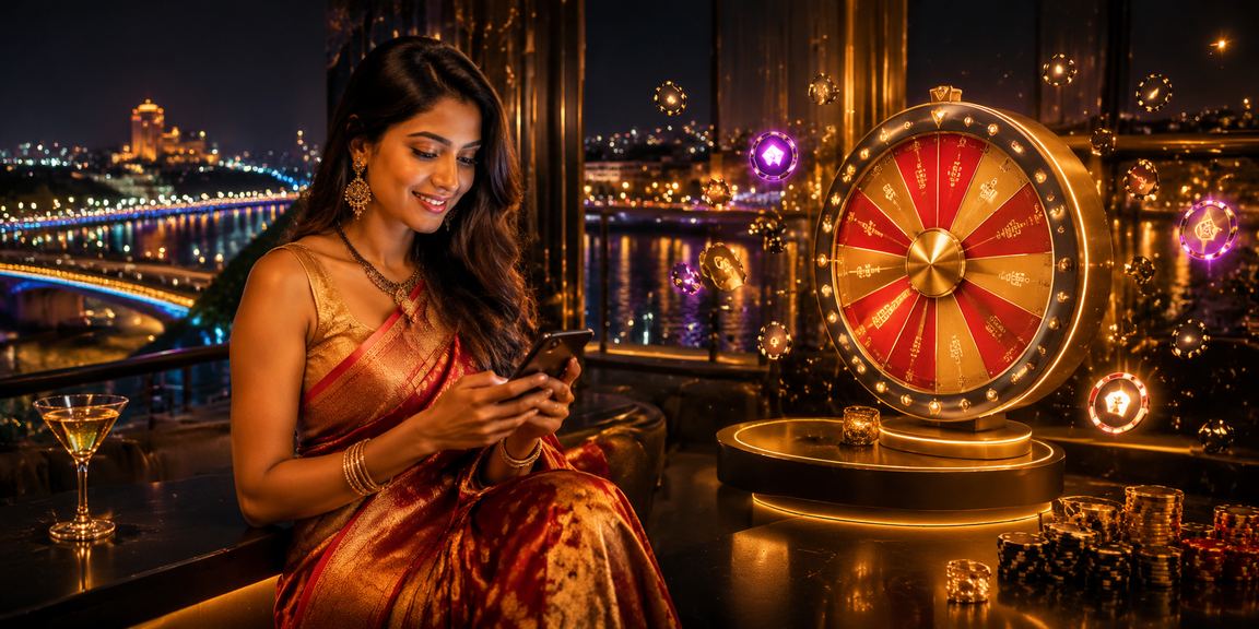 Ahmedabad riverfront with roulette scene lighting